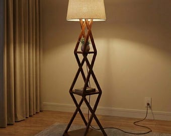 Lampada da terra in legno / Lampada da terra moderna, arredo minimalista e geometrico.