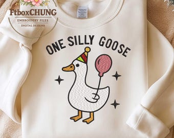 Silly Goose Embroidery Design – Cute Funny Goose Cartoon Digital File for Machine Embroidery