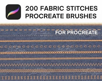 200 Fabric Texture & Stitch Procreate Brushes | Realistic Cloth, Seam Textile Effects for Digital Art