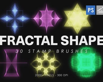 Fractal Shapes Stamp Brushes | 30 Abstract Fractal Brushes for Procreate | Geometric & Creative Design Tools