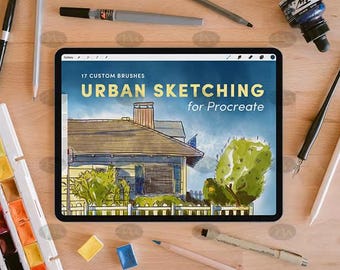 Urban Sketching Procreate Brushes | City Sketch, Ink & Wash Brushes for Architecture  Travel Drawing