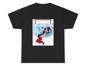 Connor Hellebuyck T-Shirt Team USA Ice Hockey Olympic Gold Medal Hellebuyck Save USA vs Canada