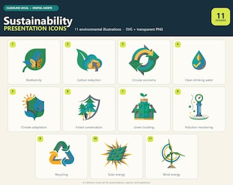 Sustainability Presentation Icons - 11 Green SVG and PNG Graphics
