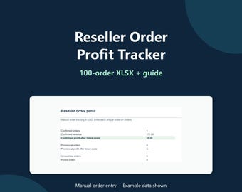 Reseller Order Profit Tracker | 100-Order XLSX Reseller Spreadsheet