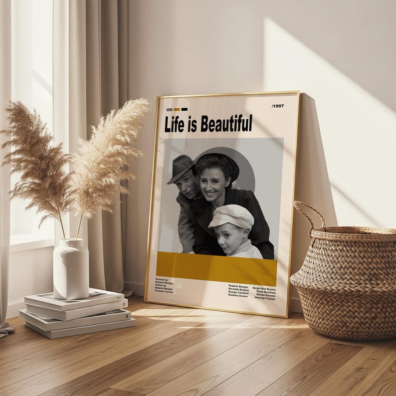 Life is Beautiful, Movie Poster, High Quality Canvas Art Print, Roberto ...