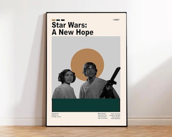 Star Wars: A New Hope, Movie Poster, Retro Movie Print, Mid century Modern, Minimalist Movie Poster, Wall Art Print