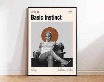 Basic Instinct, Movie Poster, Michael Douglas Film, Paul Verhoeven, Mid-Century Art, Retro Vintage Film, Wall Decor