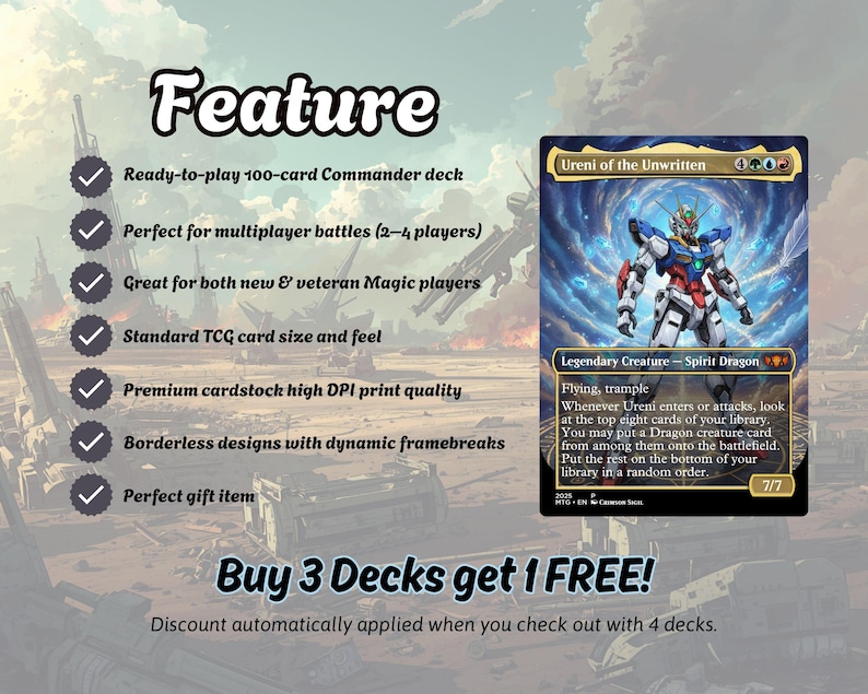Gundam Inspired Proxy Deck 100 Cards + Tokens | Mecha Anime Commander Deck | Full Commander EDH Deck 画像 6