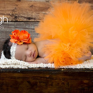 Pumpkin Orange Newborn Tutu and Headband, Autumn Orange Baby Girl