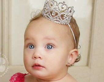 Baby Girl Birthday Crown First Birthday Crown Baby Tiara Baby Headband Newborn Headband Princess Crown Baby Birthday Tiara Rhinestone Crown