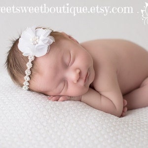 Baptism Baby Rhinestone Halo Headband Rhinestone Tie Back Headband Baptism Baby Headband Stunning Vintage Style Newborn Photo Prop