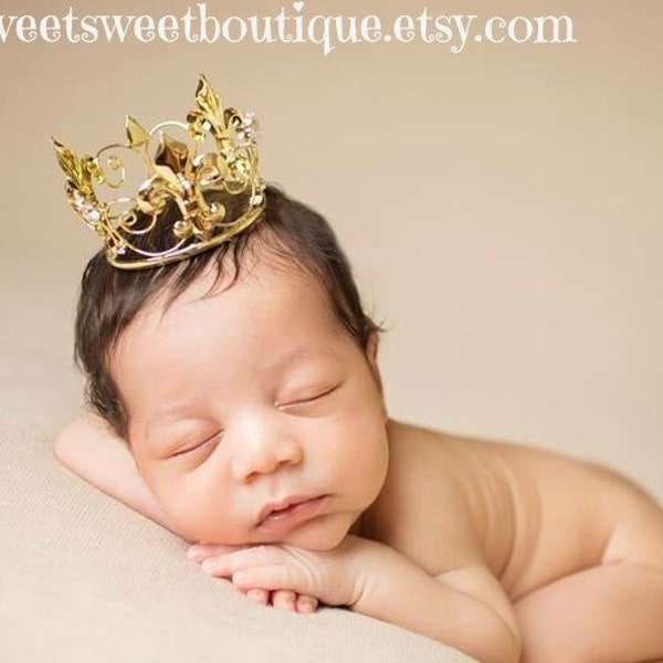 Newborn Crown, Gold Or Silver Finish, Photo Prop For Baby Boys, Baby Shower Gift For Boy, First Birthday Boy Crown, A Sweet Sweet Boutique