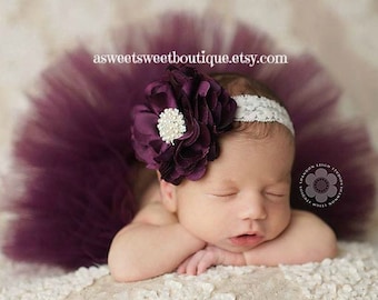 Blackberry Newborn Tutu And Headband, Dark Plum Purple Tutu, Deep Purple Baby Tutu, Newborn Tutu And Headband, Newborn Girl Photo Prop