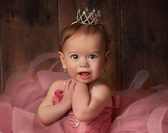 First Birthday Crown Newborn Crown Baby Girl Crown Headband Newborn Princess Crown Baby Tiara Newborn Rhinestone Crown Cake Smash Photo Prop
