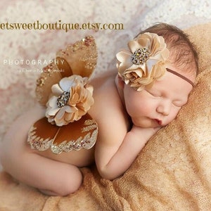 Newborn Butterfly Wings And Headband, Baby Girl Photo Outfit, Baby Girl Shower Gift, Fairy Wings And Headband, Unique Newborn Photo Prop