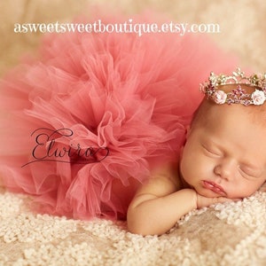 Newborn Outfit For Photography, Newborn Tutu And Tiara Set, Baby Girl Tutu, Dusty Rose Tutu And Crown, Newborn Photo Prop, Baby Shower Gift