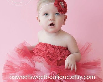 Valentine Tutu With Headband And Lace Top, Red And Pink Cake Smash Tutu, Valentine's Day Photo Outfit For Girl, First Birthday Tutu Outfit