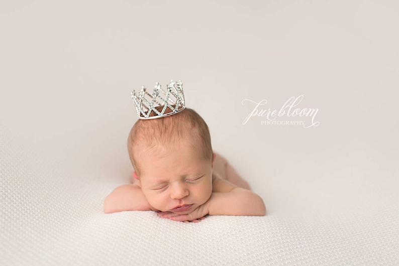 Gold Toddler Crown Headband, First Birthday Crown, Baby Girl Tiara Headband, Flower Girl Crown, Newborn Rhinestone Crown, Cake Smash Crown image 5