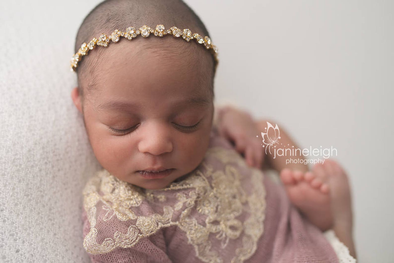 Simple Dainty Newborn Headband Silver Rhinestone Christening Etsy