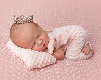 Princess Baby Shower Gift, Baby Girl Crown Headband, Dainty Baby Headband, Flower Girl Tiara For Infant, Rhinestone Headpiece For Baby