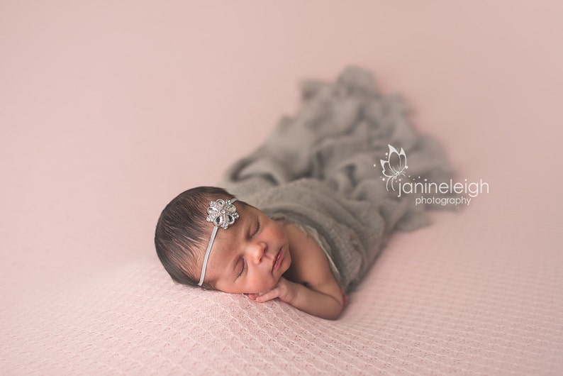 Baby Hadband Baby Girl Headband Sweet And Simple Newborn Headband READY TO SHIP Rhinestone Headband Baby Photo Prop Newborn Photo Prop