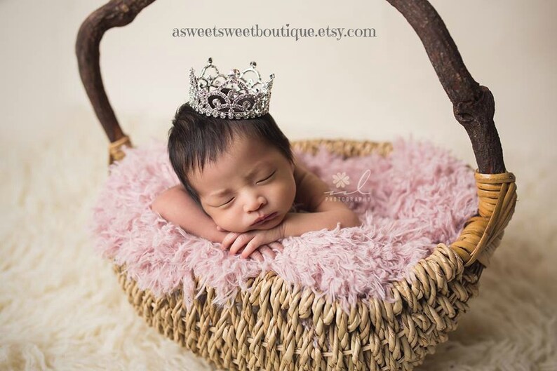 Crystal Tiara Headband Newborn Girl Photo Prop Crown Cake Topper Baby Gift Newborn Girl Rhinestone Crown Baby Crown Baby Headband