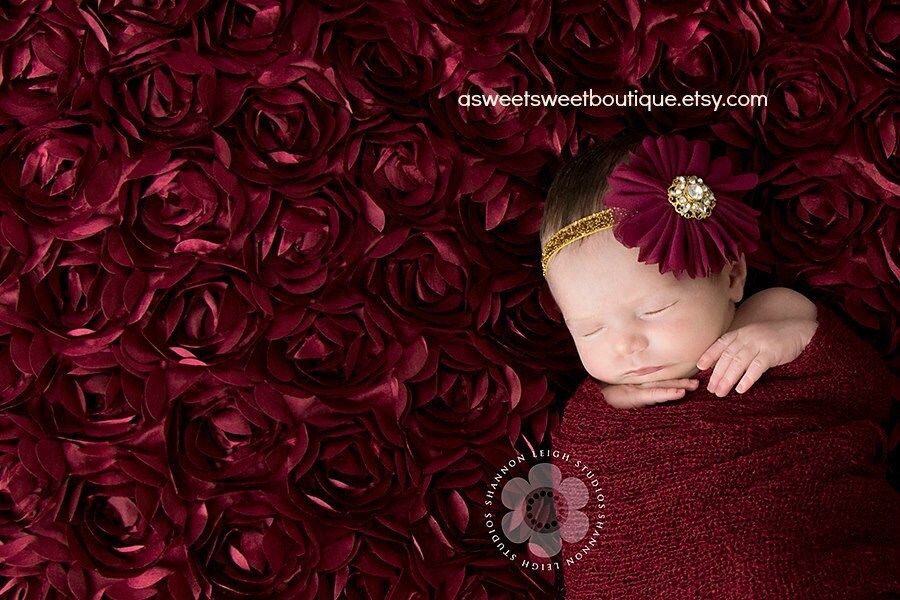 Newborn Headband Burgundy Headband Wine Headband Chiffon