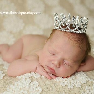 Newborn Crown, Baby Tiara, Birthday Crown Girl, Baby Crown, Rhinestone Crown, Baby Headband, Newborn Headband, Newborn Girl Photo Prop