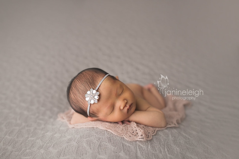 Baby Hadband Baby Girl Headband Sweet And Simple Newborn Headband READY TO SHIP Rhinestone Headband Baby Photo Prop Newborn Photo Prop