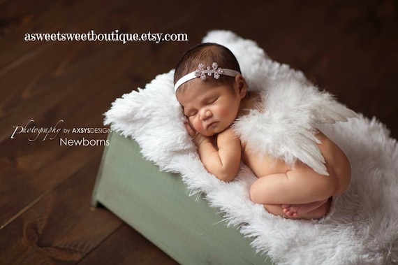 Baby Engel Engelsflügel Flügel Weiß Kostüm Neugeborenen Foto Shooting Mädchen 