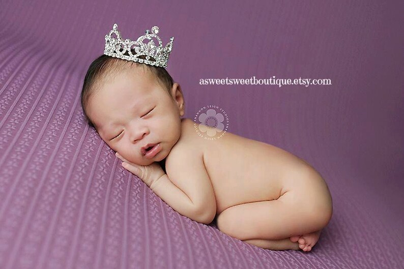 Crystal Tiara Headband Newborn Girl Photo Prop Crown Cake Topper Baby Gift Newborn Girl Rhinestone Crown Baby Crown Baby Headband