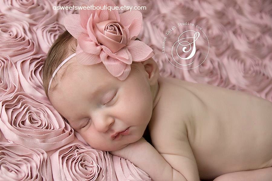 Newborn Headband for Photography Floral Headband Dusky Pink Etsy