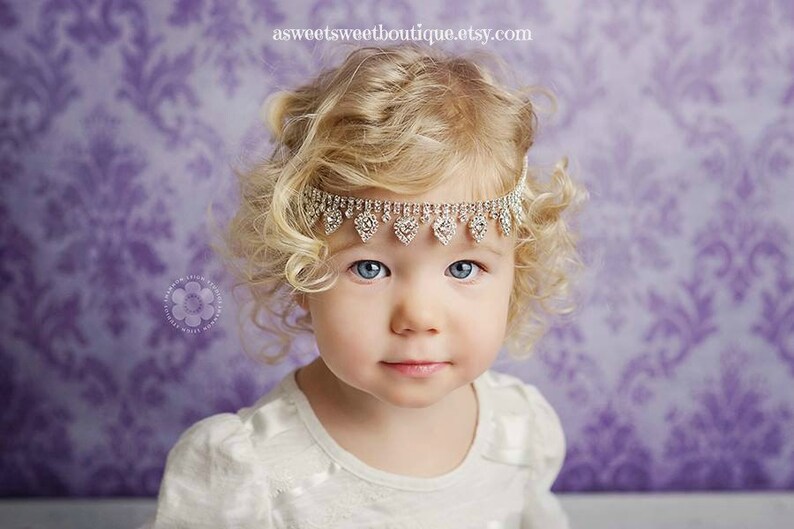 Baptism Headband For Baby Girl Crystal Headband Christening Etsy