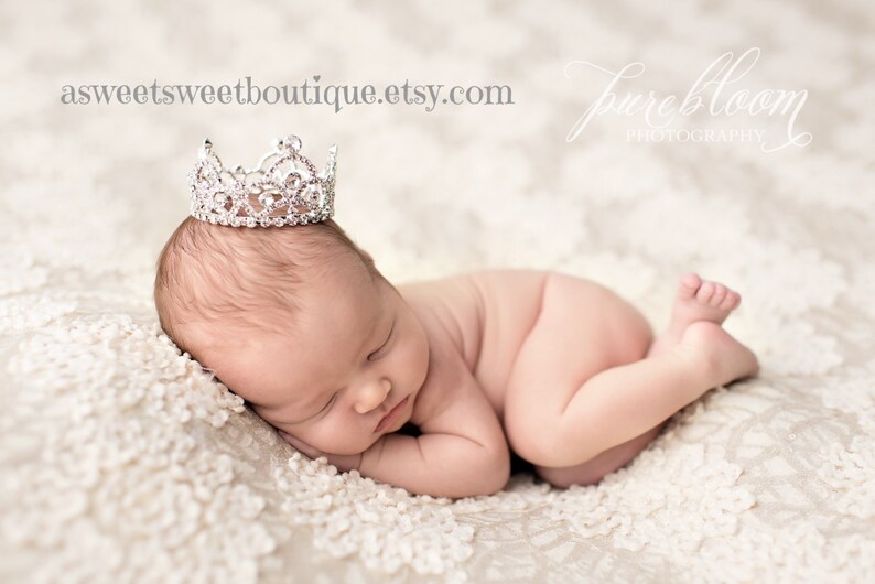 Crystal Tiara Headband Newborn Girl Photo Prop Crown Cake Topper Baby Gift Newborn Girl Rhinestone Crown Baby Crown Baby Headband