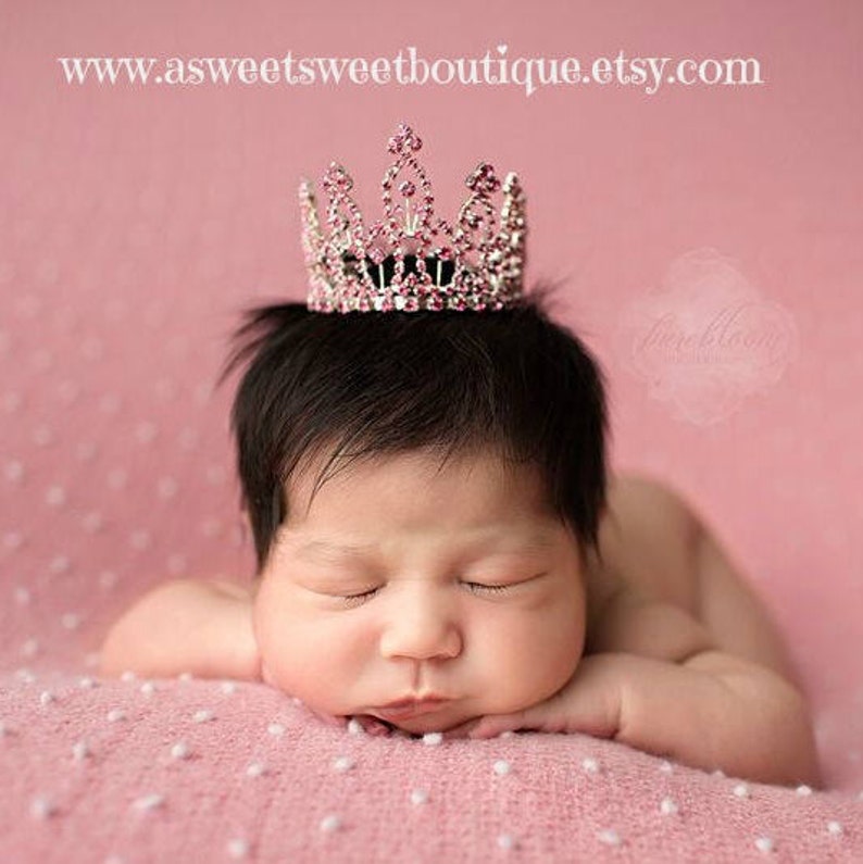 Gold Crystal Crown Gold Baby Girl Crown Newborn Photo Prop Newborn Headband Baby Headband Newborn Crown Baby Tiara Baby Girl Tiara Headband