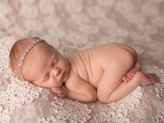Baby Rhinestone Headband Rhinestone Tie Back Newborn Headband Baby Headband Vintage Style Headband Baby Girl Headbands Newborn Photo Prop