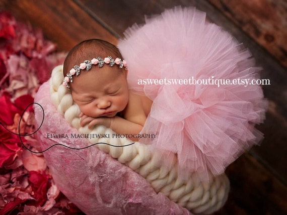 Accesorios de fotografía para bebé recién nacido, falda de tul con encaje,  tocado de fotos para niña recién nacida sesión de fotos