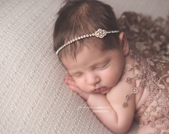 Dainty Rhinestone Baby Headband: Newborn Photo Prop