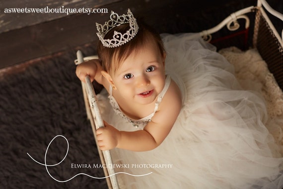 Elegant Style First Birthday Rhinestone Crown Headband Baby Tiara Headband Newborn Headband Princess Crown Headband First Birthday Crown Etsy UK