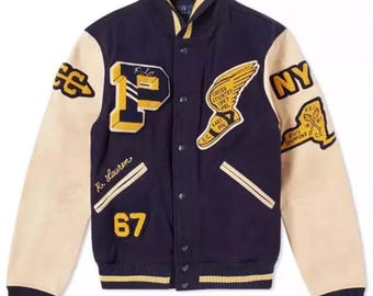 Polo Ralph Lauren Varsity Jacket | Men's Wool Letterman with Leather Sleeves