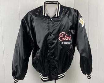 1970s Elvis In Concert Satin Bomber Jacket, TBC Apparel NOS