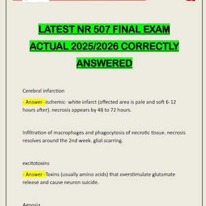 NR 507 Definitief EXAMEN WERKELIJK 2025/2026 geüpdatet Correct beantwoorde vragen en antwoorden beoordeeld met A+