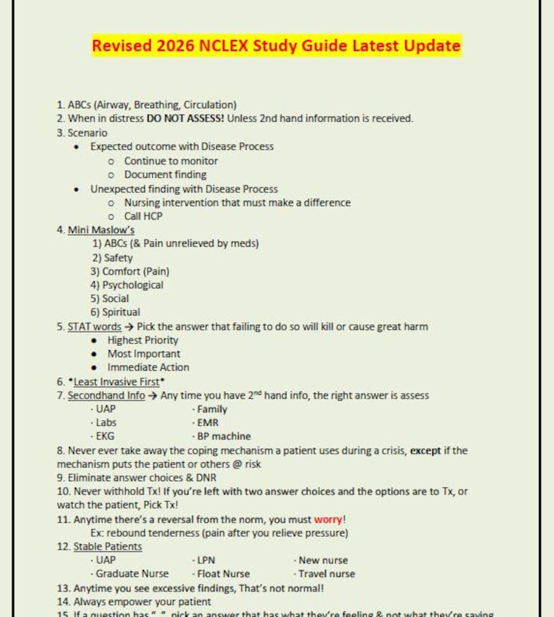 Revised 2026 NCLEX Study Guide Latest Update - Etsy