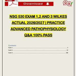 NSG 530 exam 1,2 and 3 wilkes Actual 2026/2027 | Practice Advanced pathophysiology