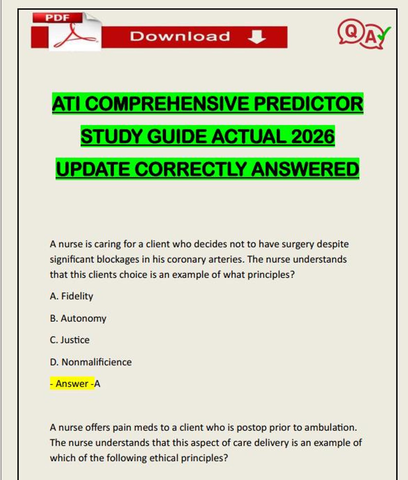 ATI Comprehensive Predictor Study Guide Actual 2026 Update Correctly ...