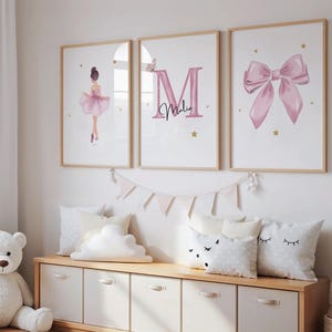 Personalisiertes Ballerina Poster Set | Namensposter mit Initiale | Mädchenzimmer Deko | Geschenk zur Geburt