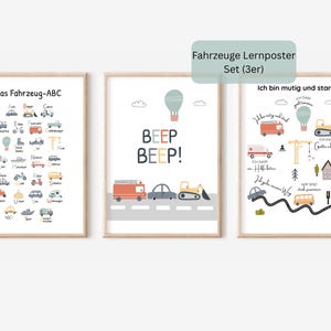 Fordonsposterset för pojkars sovrum | Väggkonst med grävmaskin och lastbil på byggarbetsplatser | Fordons-ABC och affirmationsposters | Present till pojkar