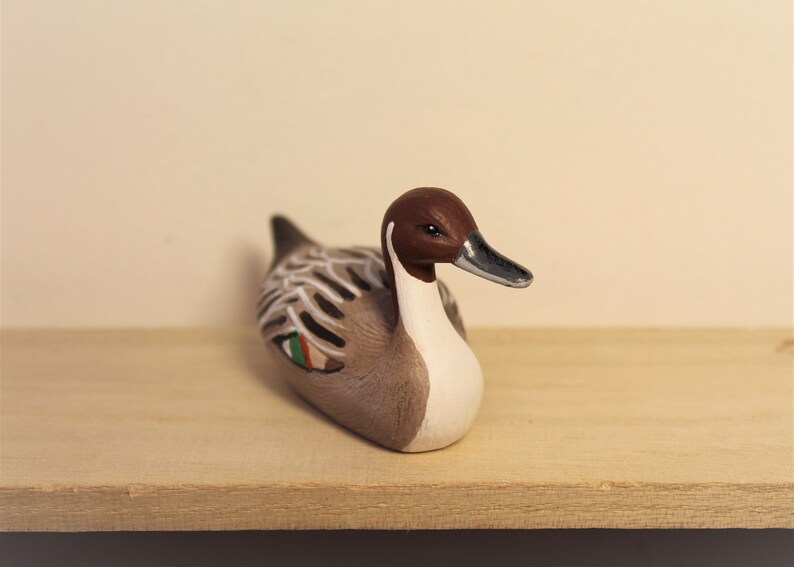 Miniature ceramc pintail duck