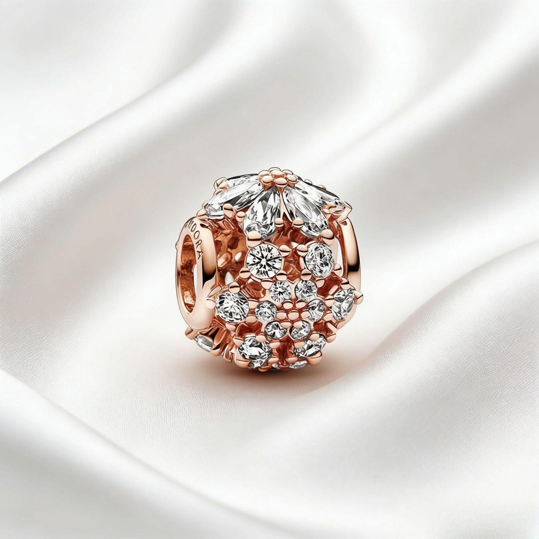 Sparkling Herbarium Cluster Round Charm, Whimsical Jewellery for Women ...