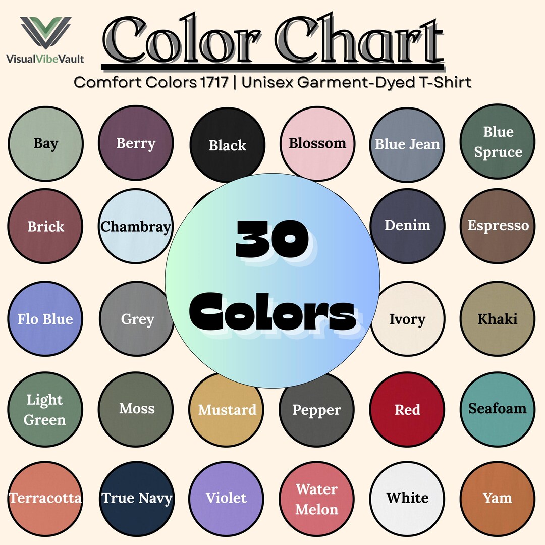 Comfort Colors 1717 Color Chart | Digital Download | JPG File | T-shirt ...